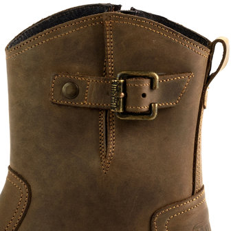Mayura Boots 05 Bruin/ Biker Western Heren Enkellaars Vierkante Neus Rits Sluiting Detail Schacht