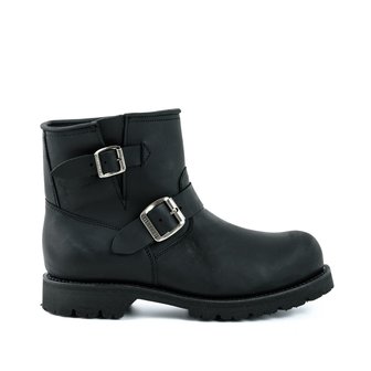 Mayura Boots 1581 Zwart/ Biker Motorlaars Heren Enklelaars Ronde Neus Anti Slip Zool Echt leer