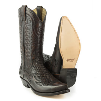 Mayura Boots 1935 Bruin/ Bruin Phyton Spitse Cowboy Western Laarzen Schuine Hak Rechte Schacht Treklussen Goodyear Welted