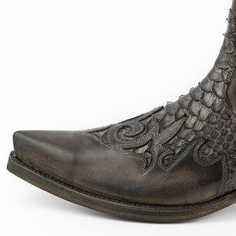 Mayura Boots Rock 2500 Bruin/ Spitse Western Heren Enkellaars Python Schuine Hak Elastiek Sluiting Vintage Look