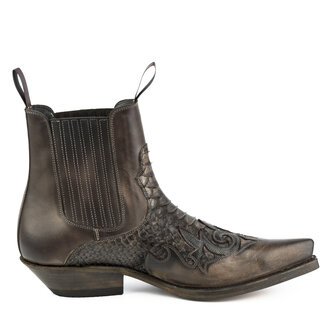 Mayura Boots Rock 2500 Bruin/ Spitse Western Heren Enkellaars Python Schuine Hak Elastiek Sluiting Vintage Look