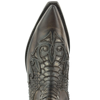 Mayura Boots Rock 2500 Bruin/ Spitse Western Heren Enkellaars Python Schuine Hak Elastiek Sluiting Vintage Look
