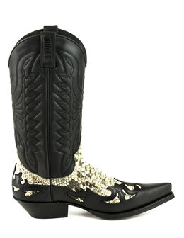 Mayura Boots 1935P Zwart/ Naturel Python Spitse Cowboy Western Laarzen Schuine Hak Rechte Schacht Treklussen Goodyear Welted