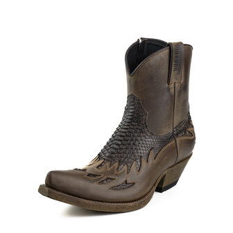 Mayura Boots 12 Bruin/ Bruin Python Cowboy Western Heren Enkellaars Spitse Neus Schuine Hak Rits Waxed Leather