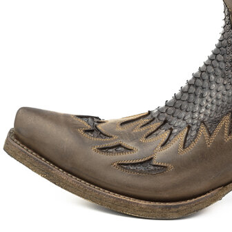 Mayura Boots 12 Bruin/ Bruin Python Cowboy Western Heren Enkellaars Spitse Neus Schuine Hak Rits Waxed Leather