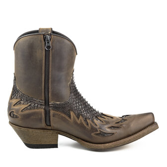 Mayura Boots 12 Bruin/ Bruin Python Cowboy Western Heren Enkellaars Spitse Neus Schuine Hak Rits Waxed Leather