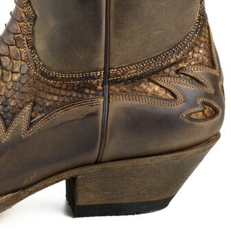 Mayura Boots 12 Bruin/ Roestbruin Python Cowboy Western Heren Enkellaars Spitse Neus Schuine Hak Rits Waxed Leather