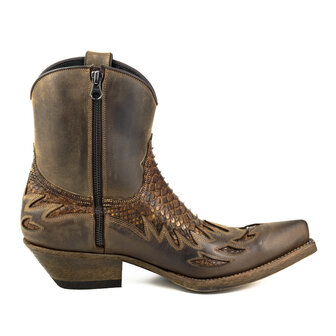 Mayura Boots 12 Bruin/ Roestbruin Python Cowboy Western Heren Enkellaars Spitse Neus Schuine Hak Rits Waxed Leather