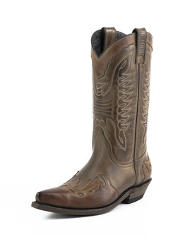 Mayura Boots 17 Taupe Ecotan  Dames Heren Cowboy Western Laarzen Spitse Neus Schuine Hak Waxed Leer vooraanzicht