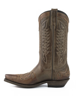 Mayura Boots 17 Taupe Ecotan  Dames Heren Cowboy Western Laarzen Spitse Neus Schuine Hak Waxed Leer Zijkant