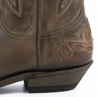 Mayura Boots 17 Taupe Ecotan  Dames Heren Cowboy Western Laarzen Spitse Neus Schuine Hak Waxed Leer Detail Hak