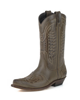 Mayura Boots 17 Taupe/ Men Women Cowboy Western Boots Pointed Toe Slanted Heel Waxed Leather Front