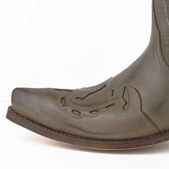 Mayura Boots 17 Taupe/ Men Women Cowboy Western Boots Pointed Toe Slanted Heel Waxed Leather Nose