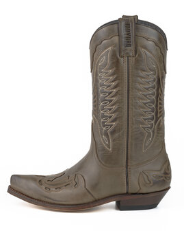 Mayura Boots 17 Taupe/ Men Women Cowboy Western Boots Pointed Toe Slanted Heel Waxed Leather Side