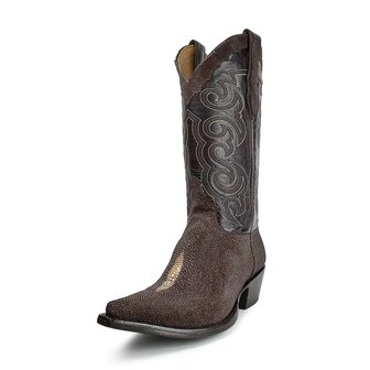 Sendra Boots Texas Mantaraya Chocolate Cuervo Bruin Heren Spitse Exotische Cowboy Laarzen Cubaanse hak Lederen zool