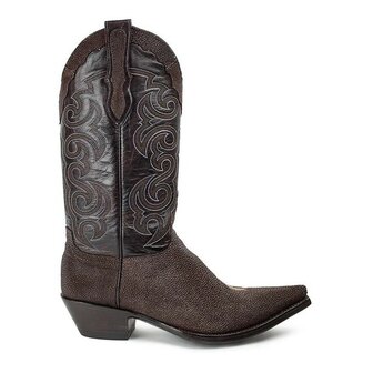 Sendra Boots Texas Mantaraya Chocolate Cuervo Bruin Heren Spitse Exotische Cowboy Laarzen Cubaanse hak Lederen zool