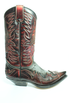 Sendra Boots 3241 Cuervo Ibiza Zwart Grijs Rood Heren Dames Cowboy Western Laarzen Unisex Spitse Neus Schuine Hak Lederen Zool  Treklussen
