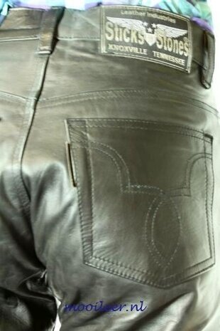 Sticks and stones leren jeans millgrain zwart