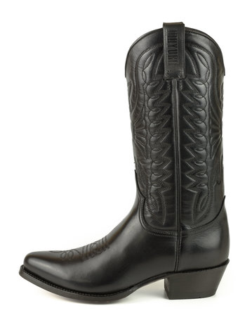 Mayura Boots Arpia 2534 Zwart/ Dames Western Laarzen Sierstiksel Spitse Neus Schuine Hak Glad Leer