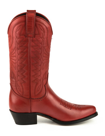 Mayura Boots Arpia 2534 Rood/ Dames Western Laarzen Sierstiksel Spitse Neus Schuine Hak Glad Leer