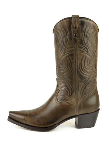 Mayura Boots Virgi 2536 Bruin/ Dames Western Laarzen Sierstiksel Spitse Neus Rechte Schacht Hoge Hak Glad Leer