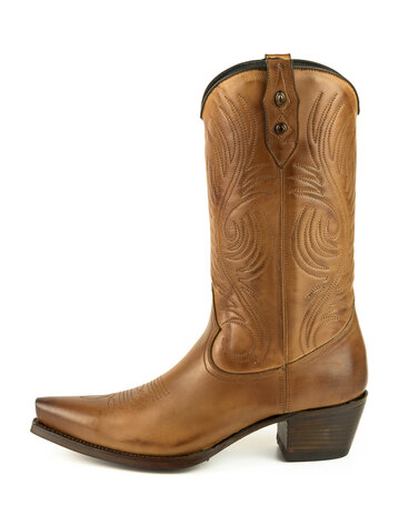 Mayura Boots Virgi 2536 Hazelnoot/ Dames Western Laarzen Sierstiksel Spitse Neus Rechte Schacht Hoge Hak Glad Leer