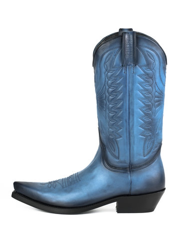 Mayura Boots 1920 / Blauw Spitse Cowboy Western Line Dance Dames Heren Laarzen Schuine Hak Echt Leer