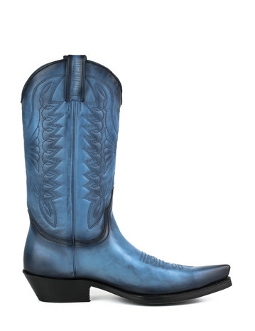 Mayura Boots 1920 / Blauw Spitse Cowboy Western Line Dance Dames Heren Laarzen Schuine Hak Echt Leer