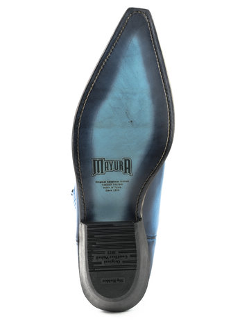 Mayura Boots 1920 / Blauw Spitse Cowboy Western Line Dance Dames Heren Laarzen Schuine Hak Echt Leer