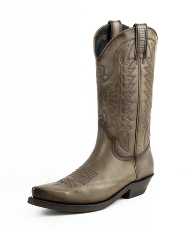 Mayura Boots 1920 Taupe/ Spitse Cowboy Western Line Dance Dames Heren Laarzen Schuine Hak Echt Leer