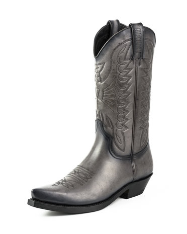 Mayura Boots 1920 Grijs/ Spitse Cowboy Western Line Dance Dames Heren Laarzen Schuine Hak Echt Leer Voorkant
