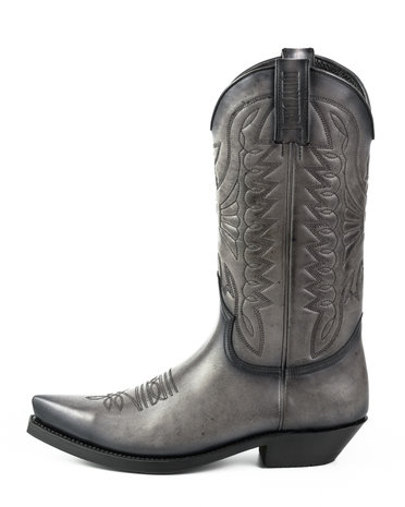 Mayura Boots 1920 Grijs/ Spitse Cowboy Western Line Dance Dames Heren Laarzen Schuine Hak Echt Leer Zijkant