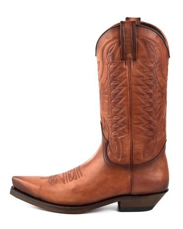 Mayura Boots 1920 Cognac/ Spitse Cowboy Western Line Dance Dames Heren Laarzen Schuine Hak Echt Leer