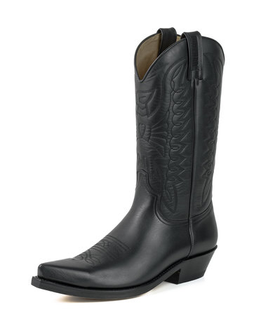 Mayura Boots 1920 Zwart/ Spitse Cowboy Western Line Dance Dames Heren Laarzen Schuine Hak Echt Leer