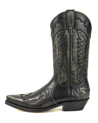 Mayura Boots 1927 Zwart/ Spitse Cowboy Western Dames Heren Laarzen Schuine Hak Two Tone Echt Leer Zijkant