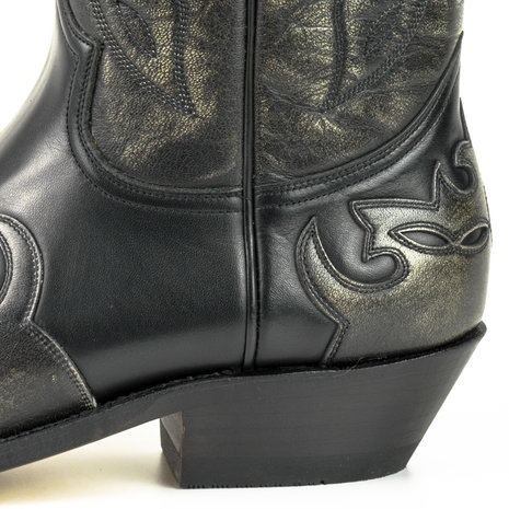 Mayura Boots 1927 Zwart/ Spitse Cowboy Western Dames Heren Laarzen Schuine Hak Two Tone Echt Leer