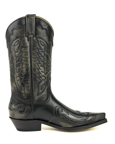 Mayura Boots 1927 Zwart/ Spitse Cowboy Western Dames Heren Laarzen Schuine Hak Two Tone Echt Leer