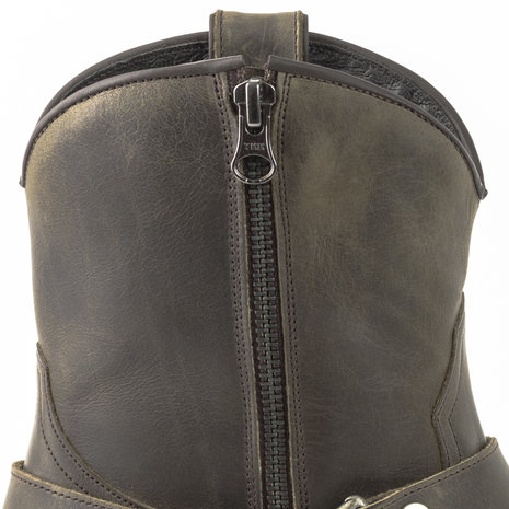 Mayura Boots 14 Donker Grijs/Bruin Heren Cowboy Western Spitse Enkellaars Schuine Hak Rits Afneembaar Spoor Echt Leer