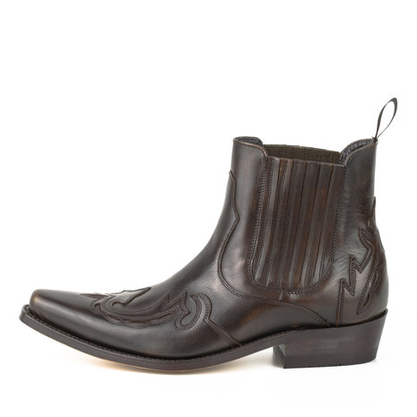 Mayura Boots 21 Bruin/ Spitse Western Enkellaars Heren Rechte Hak Elastiek Echt leer