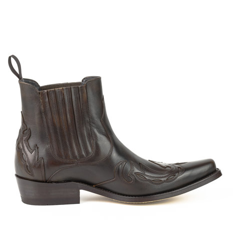 Mayura Boots 21 Bruin/ Spitse Western Enkellaars Heren Rechte Hak Elastiek Echt leer