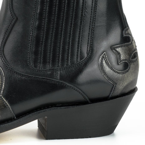 Mayura Boots Thor 1931 Zwart/ Spitse Western Heren Enkellaars Schuine Hak Elastiek Sluiting Vintage Look