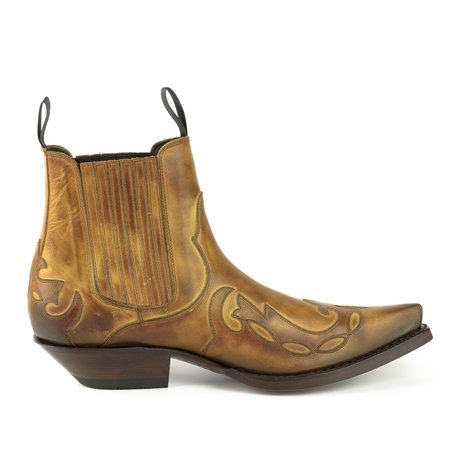 Mayura Boots Austin 1931 Cognac/ Spitse Western Heren Enkellaars Schuine Hak Elastiek Sluiting Vintage Look