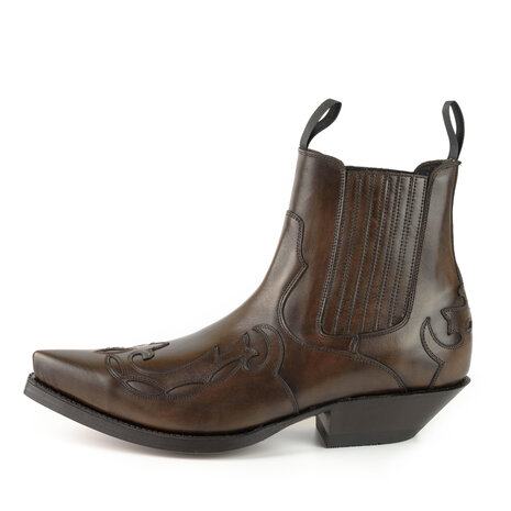 Mayura Boots Austin 1931 Bruin/ Spitse Western Heren Enkellaars Schuine Hak Elastiek Sluiting Vintage Look