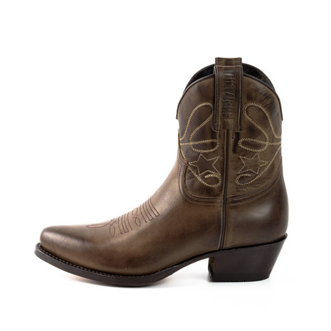 Mayura Boots 2374 Kastanje/ Dames Cowboy fashion Enkellaars Spitse Neus Western Hak Echt Leer