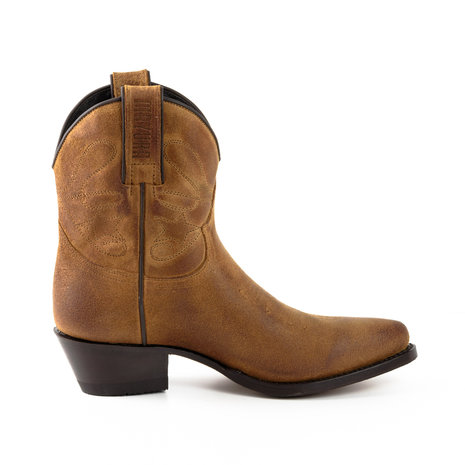 Mayura Boots 2374 Whisky/ Dames Cowboy fashion Enkellaars Spitse Neus Western Hak Echt Leer