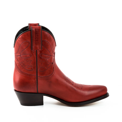 Mayura Boots 2374 Rood/ Dames Cowboy fashion Enkellaars Spitse Neus Western Hak Echt Leer