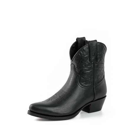 Mayura Boots 2374 Zwart/ Dames Cowboy fashion Enkellaars Spitse Neus Western Hak Echt Leer