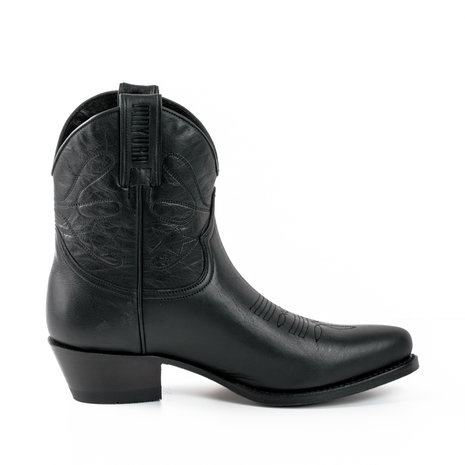 Mayura Boots 2374 Zwart/ Dames Cowboy fashion Enkellaars Spitse Neus Western Hak Echt Leer