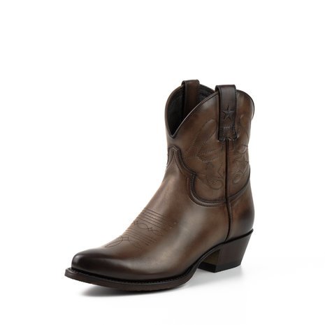 Mayura Boots 2374 Vintage Hazelnoot/ Dames Cowboy fashion Enkellaars Spitse Neus Western Hak Echt Leer