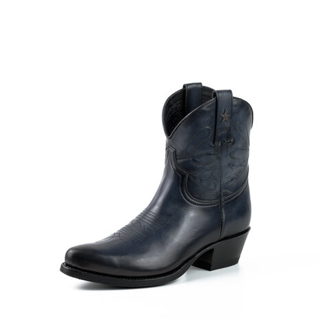 Mayura Boots 2374 Vintage Marine Blauw/ Dames Cowboy fashion Enkellaars Spitse Neus Western Hak Echt Leer